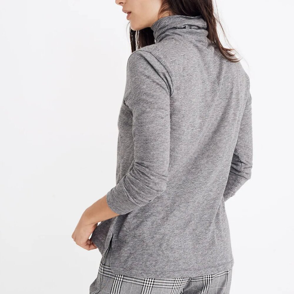 MADEWELL M Heather Mercury Whisper Cotton Turtleneck Shirt Long Sleeve - Picture 3 of 7